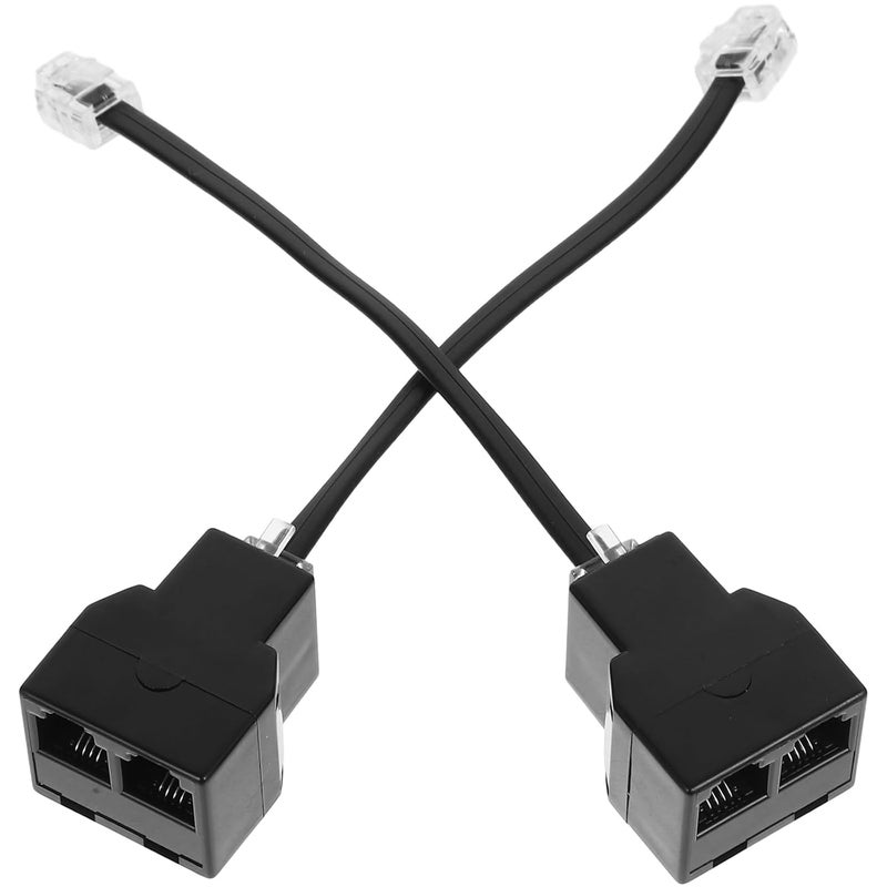 OSALADI Rj11 Telephone Adapter Splitter with Detachable 4-Core Rj14 Cable 2-Pack Phone Line Connector for Landline Extension and Voip Use - Image 1